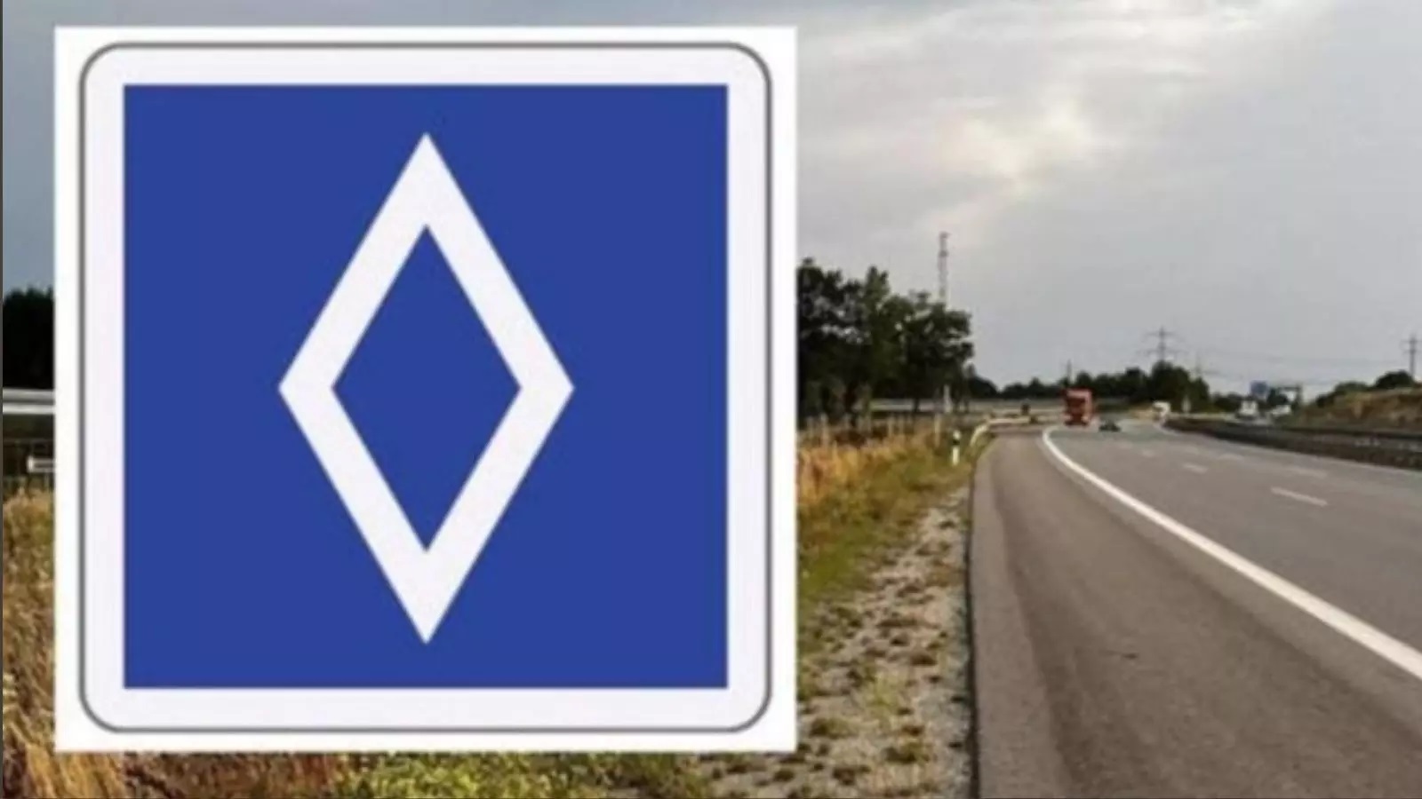 Placa de trânsito azul com losango no meio: você sabe o que ela significa?